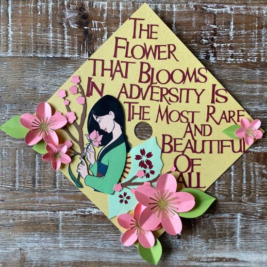 Embroidered Graduation Cap Topper | Graduation Cap Decoration Topper |  Graduation Gift | Embroidery | Flower Cap Topper | Hand painted Cap